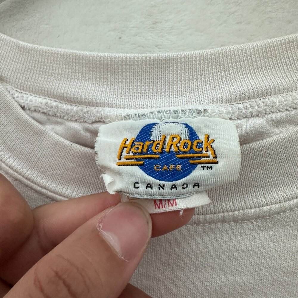 Vintage Hard Rock Cafe Sweatshirt Mens M White Montreal Canada Pullover 80s - Picture 2 of 12